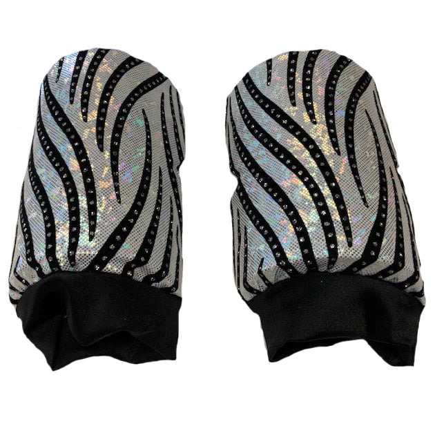 AMA Basic Hologram Spandex with Black Striped Rhinestones Kneepads