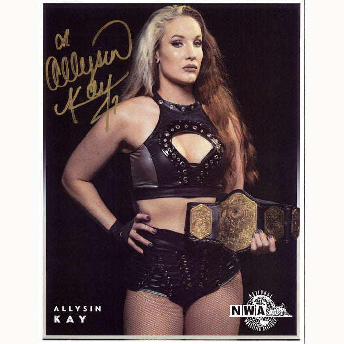 Allysin Kay NWA Women's Title 8.5 x 11 Promo - AUTOGRAPHED