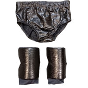 Black Crocodile Pleather Trunks and Kneepads Set