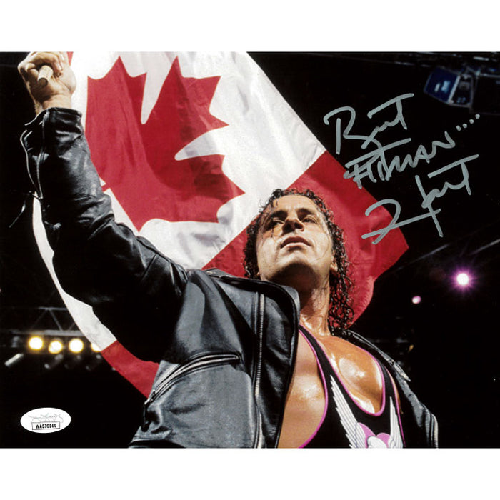 Bret Hart Canadian Flag 8 x 10 Promo - JSA AUTOGRAPHED