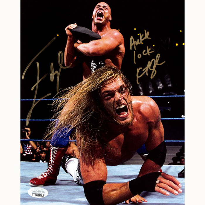 Edge vs Kurt Angle Ankle Lock 8 x 10 Promo - JSA DUAL AUTOGRAPHED