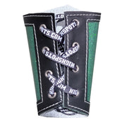 Black with Green Sparkle Lace-Up Wrist Gauntlets