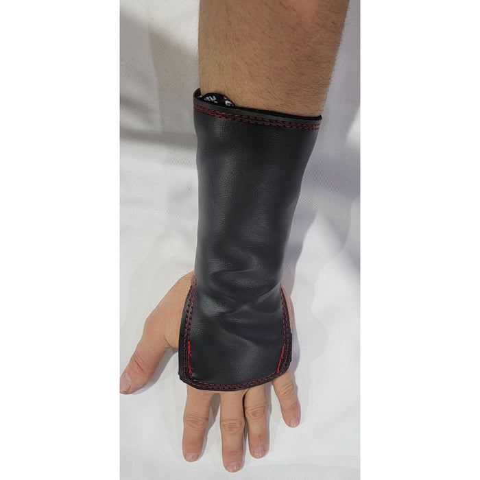 Black Lace-Up Wrist Gauntlets with Hand Strap