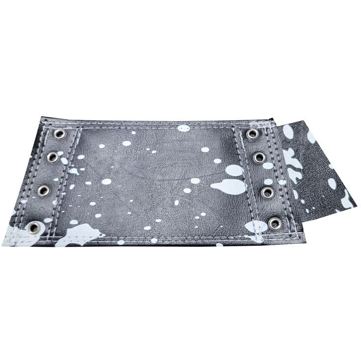 Black with White Paint Splatter Print Lace-Up Gauntlets