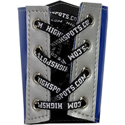 Blue Patent and Silver Lace-Up Wrist Gauntlets