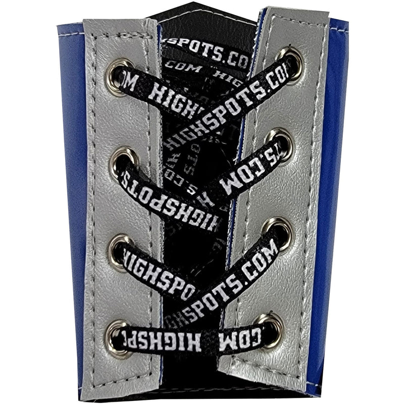 Blue Patent and Silver Lace-Up Wrist Gauntlets