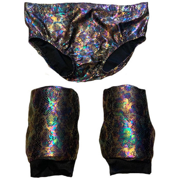 Oil Slick Hologram Trunks and Kneepads Set