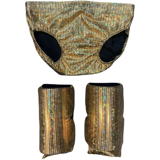 Gold Hologram Cracked Ice Trunks and Kneepads Set