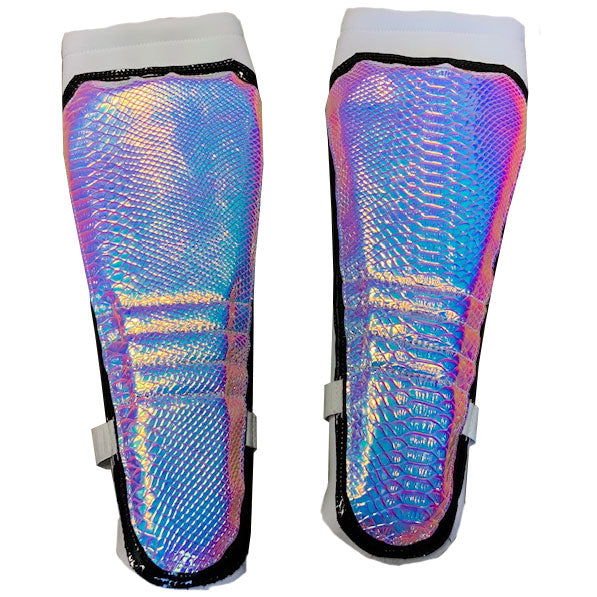 Pink-Silver Reptile Hologram with Black Outline on White Kickpads