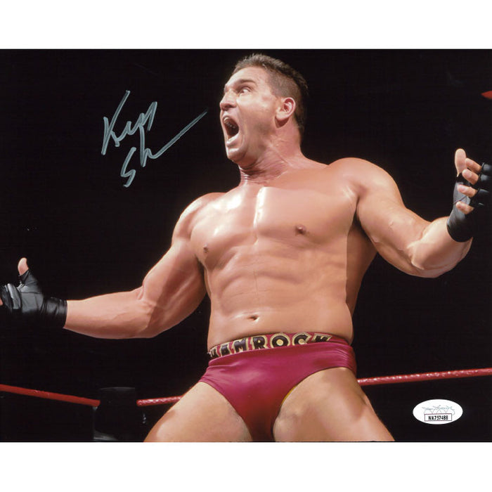 Ken Shamrock In Ring Yell 8 x 10 Promo - JSA AUTOGRAPHED