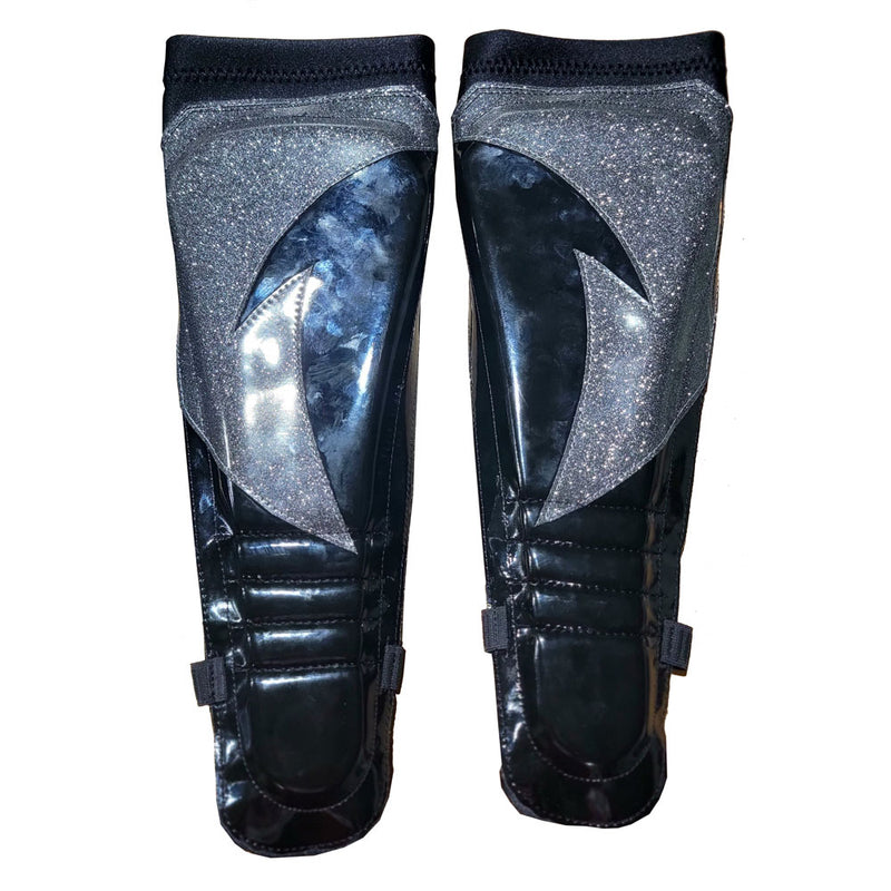 Gray Sparkle Design on Black Patent on Black Kickpads