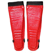 Red Crocodile Pleather on Black Kickpads
