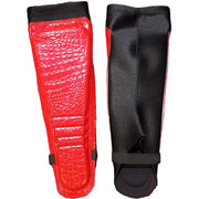 Red Crocodile Pleather on Black Kickpads