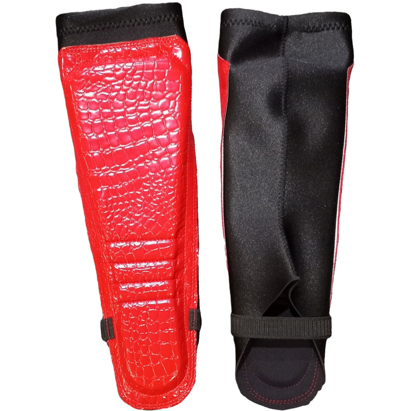 Red Crocodile Pleather on Black Kickpads