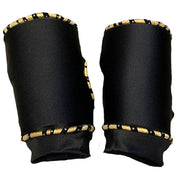 Black with Gold Hologram with Black Stripes and Rhinestones Knee Pads