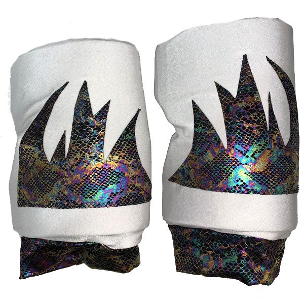 Generic Style White with Oil Slick Snakeskin Design Knee Pads