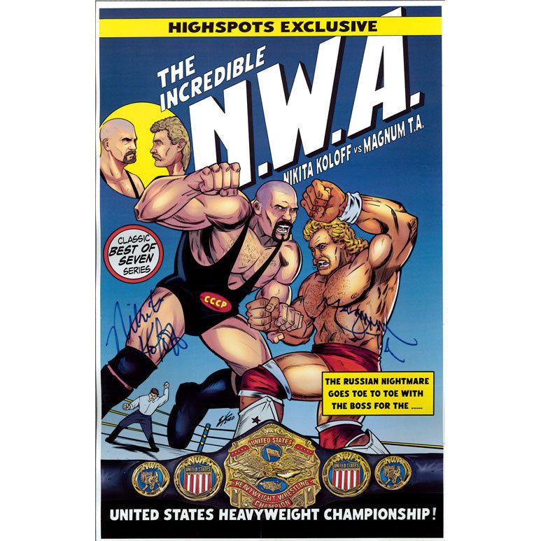 Magnum TA vs Nikita Koloff Hodson 11 x 17 Poster - DUAL AUTOGRAPHED