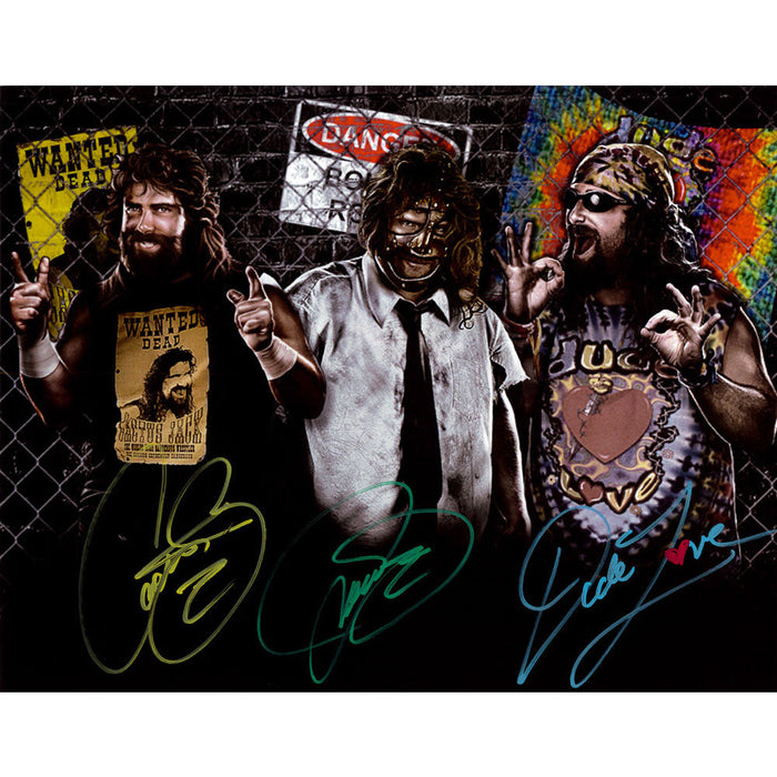 Mick Foley Faces of Foley 11x14 Poster - TRIPLE AUTOGRAPHED