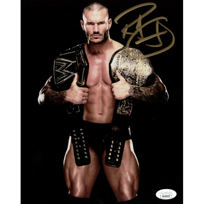 Randy Orton Two Belts 8 x 10 Promo - JSA AUTOGRAPHED