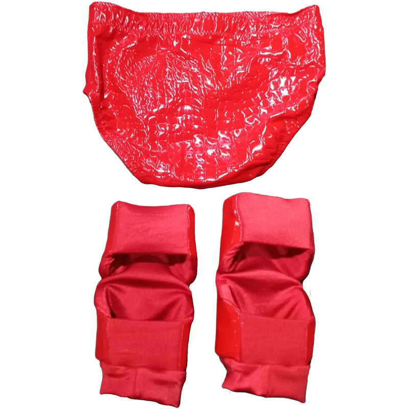 Red Crocodile Pleather Trunks and Kneepads Set