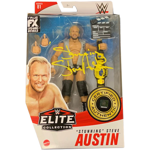 Stunning Steve Austin WWE Elite Series 81 Figure with Protector - AUTOGRAPHED