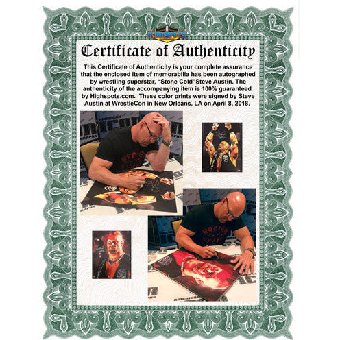 Stone Cold Steve Austin 18x24 Print - AUTOGRAPHED — Highspots.com