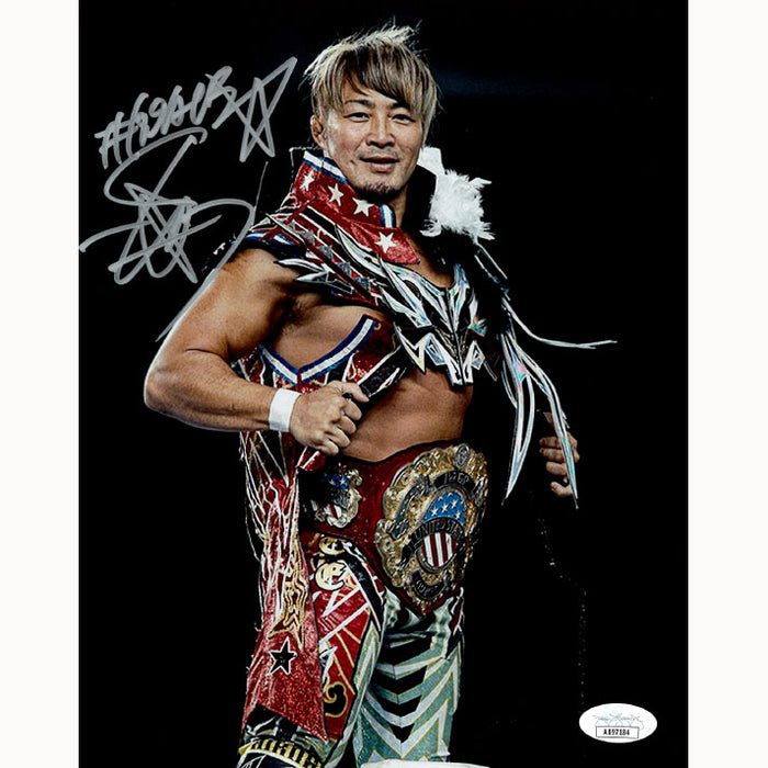 Hiroshi Tanahashi US Title 8 x 10 Promo - JSA AUTOGRAPHED