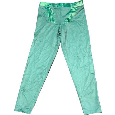 Green with Green Metallic Waist Design Long Tights