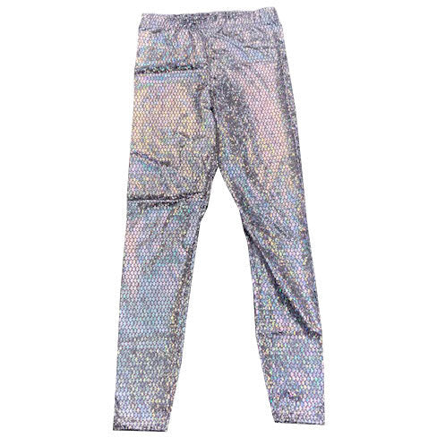 Silver Holographic Mermaid Foil on Orchid Long Tights