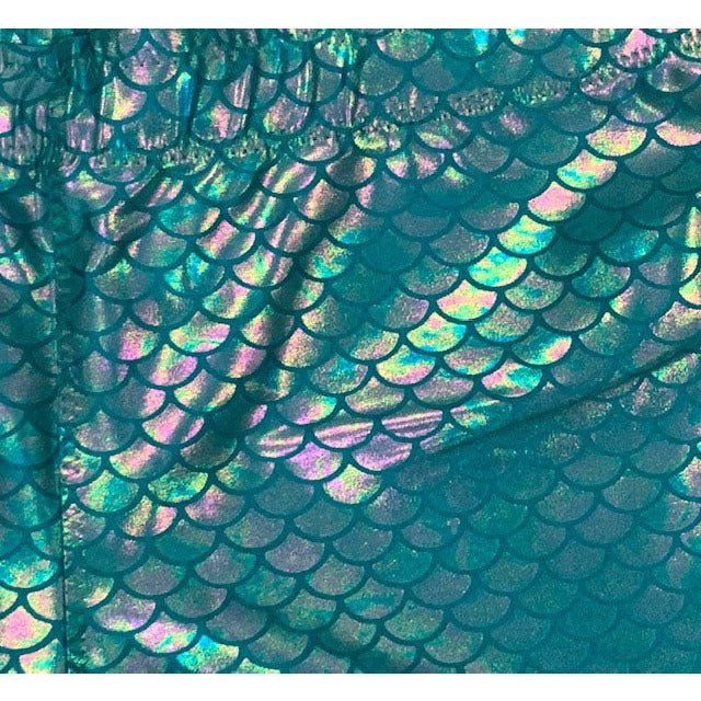 Aqua Green Scale Hologram Long Tights