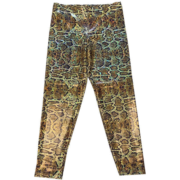 Gold Metallic Leopard Long Tights