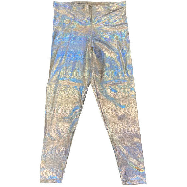 Reptile Silver Holographic Foil Long Tights