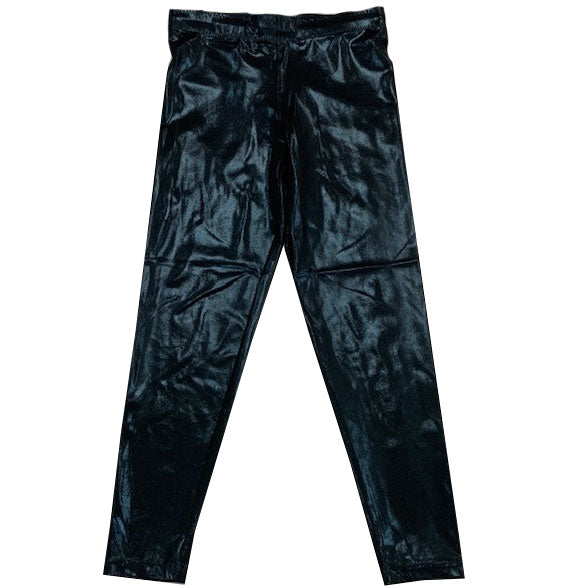 Black Metallic / Wet Look Long Tights