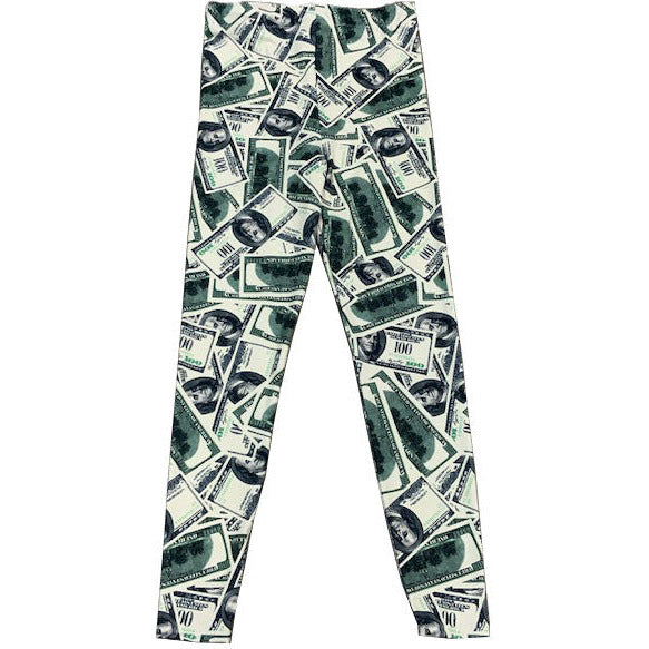 Money Print Dark Long Tights
