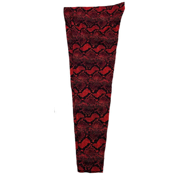 Red Snakeskin Print Spandex Long Tights