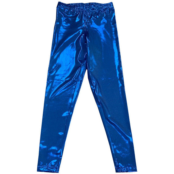 Royal Blue Microdot Metallic Long Tights