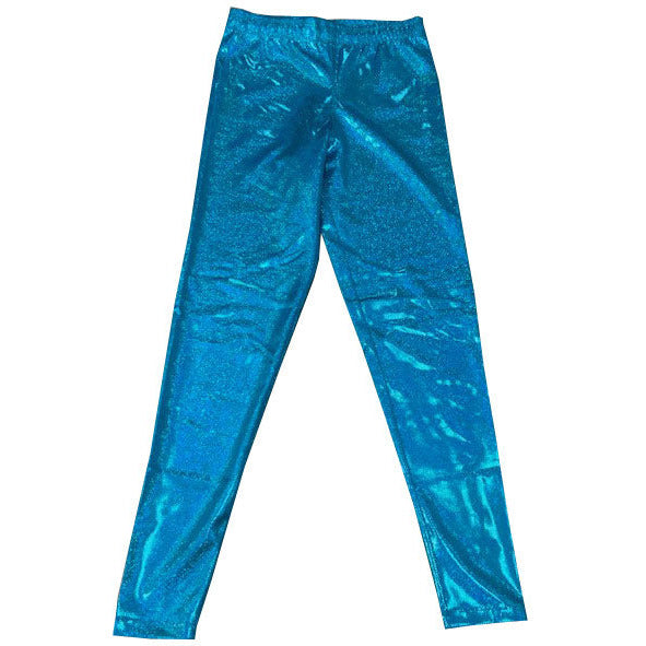 Turquoise Blue Micro Dot Metallic Long Tights