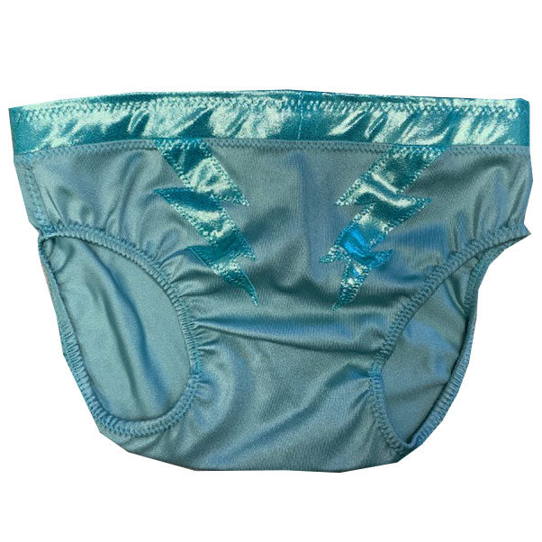 Aqua Blue with Aqua Blue Metallic Waistband and Lightning Bolts Trunks