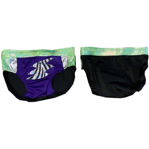 Black-Purple-Lime Green with Zebra Stripe Trunks