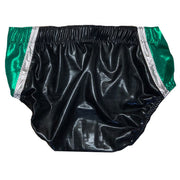Black Wetlook with Green-Silver Sides Trunks
