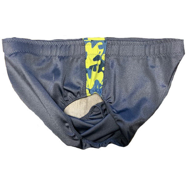 Dark Grey with Yellow-Blue Camo Contrasts Trunks