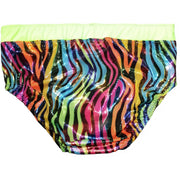 Rainbow Metallic Tiger Print with Light Green Waistband Trunks