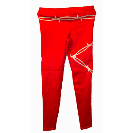 IN STOCK - Red with silver barbed wire long tights