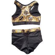 Black and Gold Hologram Skull Print Womens Gear Set