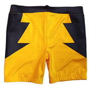 Yellow with Charcoal Gray Design Biker Tights