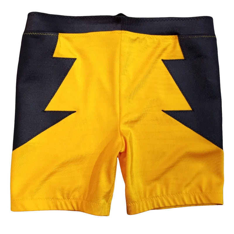 Yellow with Charcoal Gray Design Biker Tights