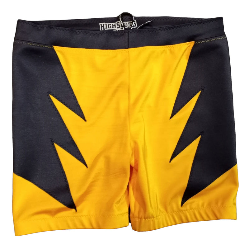 Yellow with Charcoal Gray Design Biker Tights