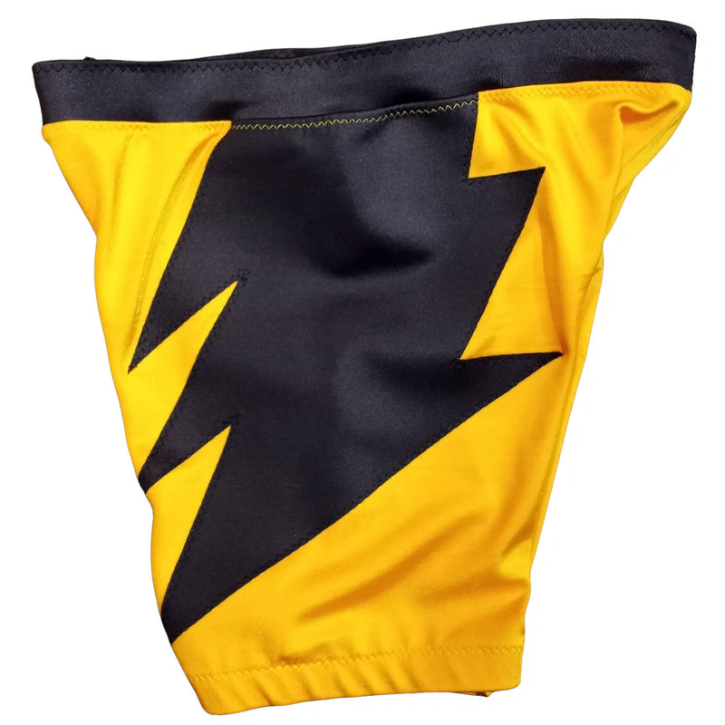 Yellow with Charcoal Gray Design Biker Tights
