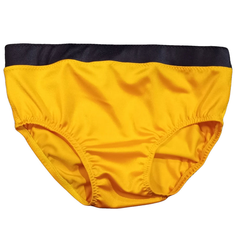 Yellow with Dark Gray Waistband Trunks