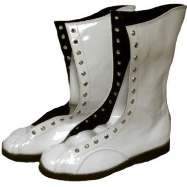 White Patent Wrestling Boots